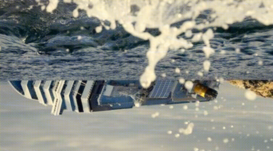 L'Italia a testa in giù a bordo della nave (2)